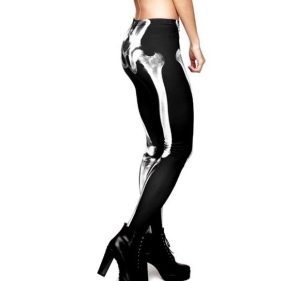 ☠️💀X-Ray Skeleton Legs 3D illusion Graphic Leggings XL - Picture 2 of 4